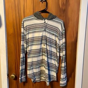 Striped Button-Down Hoodie